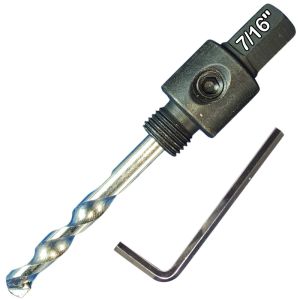 Arbor for Hole Saws 5/8 up to 1 1/8 inch Diameter 16mm to 29mm Diameter with 7/16 inch Hex shaft  inc TCT Pilot
