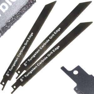 8 inch Carbide Reciprocating Blade 3 Pack 200mm Tungsten Grit Reciprocating Saw Blade - Universal Fit